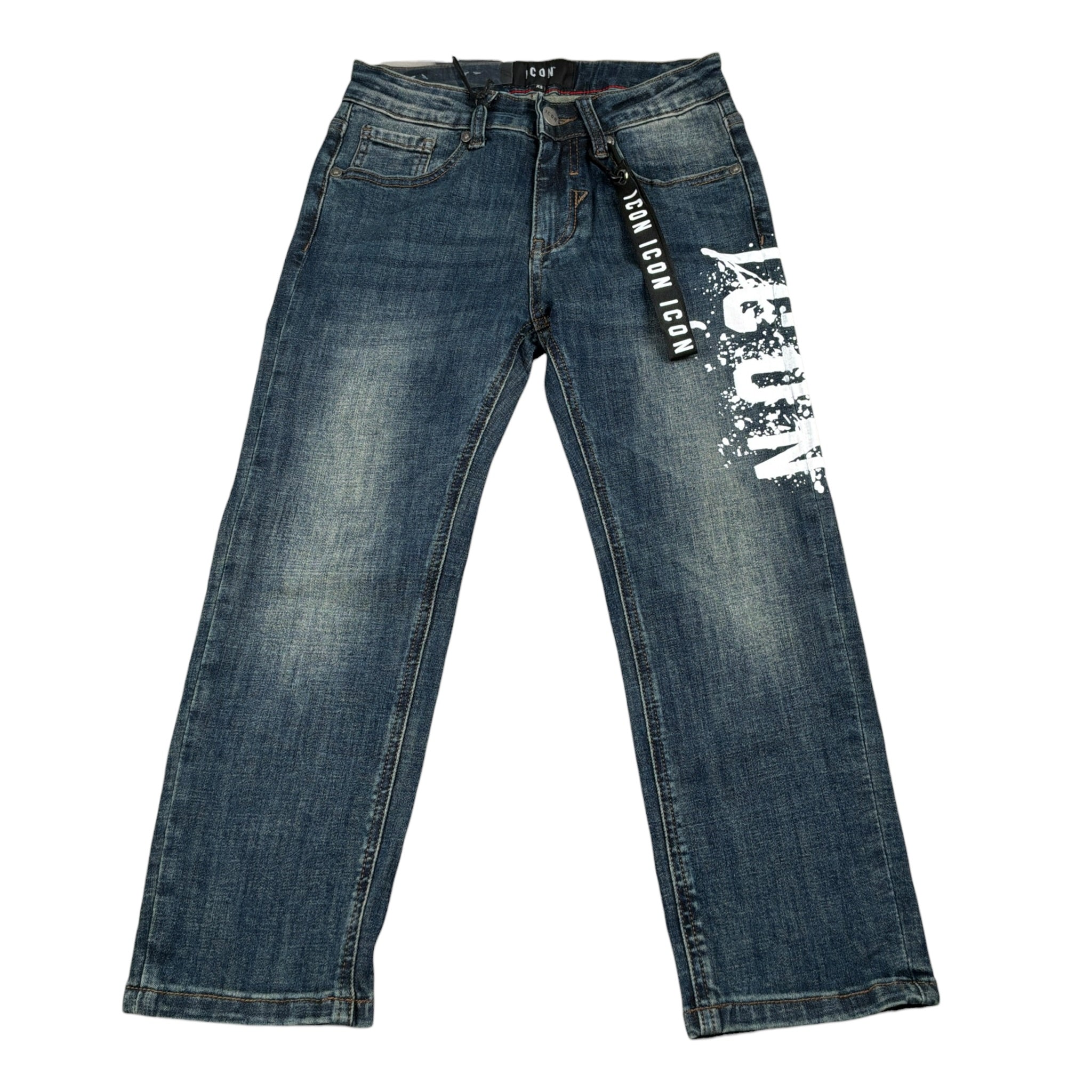 Icon Jeans tinta unita con Stampe Blu per Bambino IBDT00714 BLU ICON 