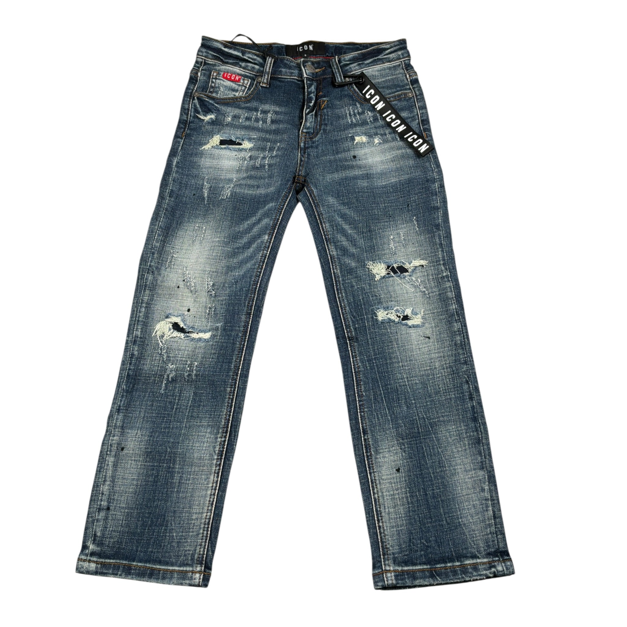 Icon Jeans tinta unita con Stampe Blu per Bambino IBDT00715 BLU ICON 
