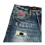 Icon Jeans tinta unita con Strappi Blu per Bambino IBDT00715X BLU ICON 