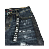 Icon Jeans tinta unita con Strappi Blu per Bambino IBDT00718 BLU ICON 
