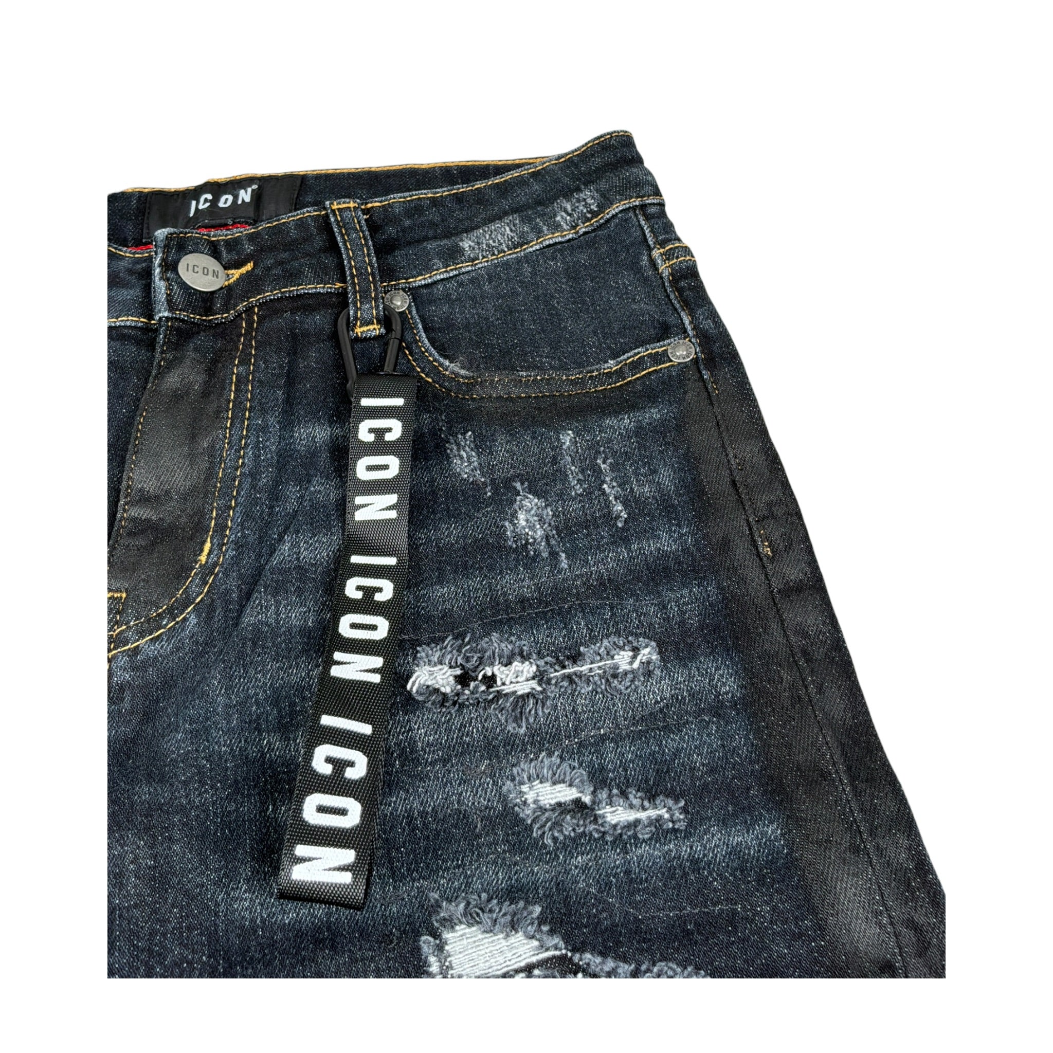 Icon Jeans tinta unita con Strappi Blu per Bambino IBDT00718 BLU ICON 