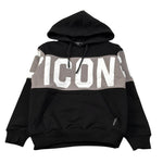 Icon Felpa con Cappuccio tinta unita con Logo Nero per Bambino IBSW00739 NERO ICON 