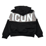 Icon Felpa con Cappuccio tinta unita con Logo Nero per Bambino IBSW00739 NERO ICON 