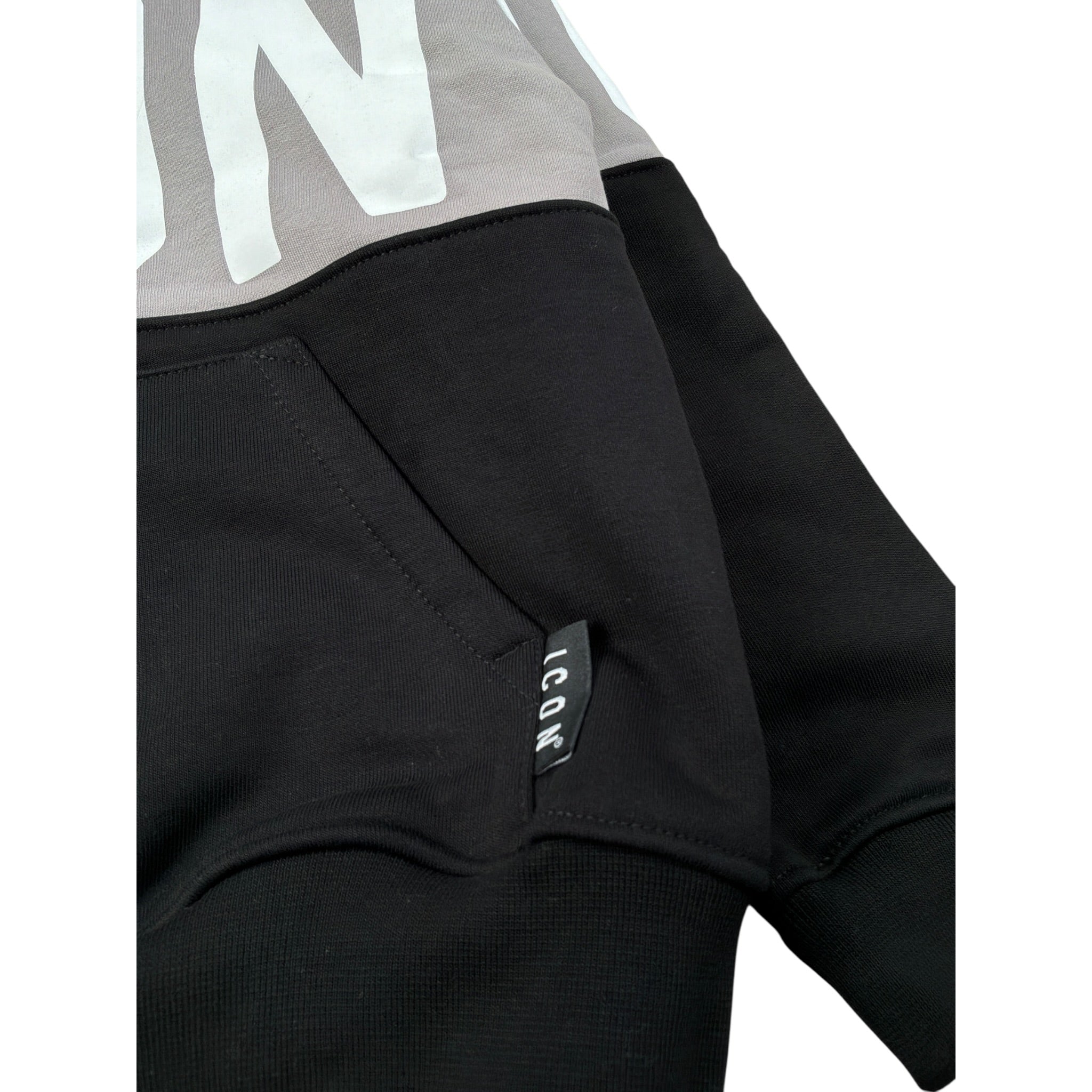 Icon Felpa con Cappuccio tinta unita con Logo Nero per Bambino IBSW00739 NERO ICON 