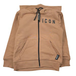 Icon Felpa tinta unita con Cappuccio E Zip Cammello per Bambino IBSW00760 CAMMELLO ICON 