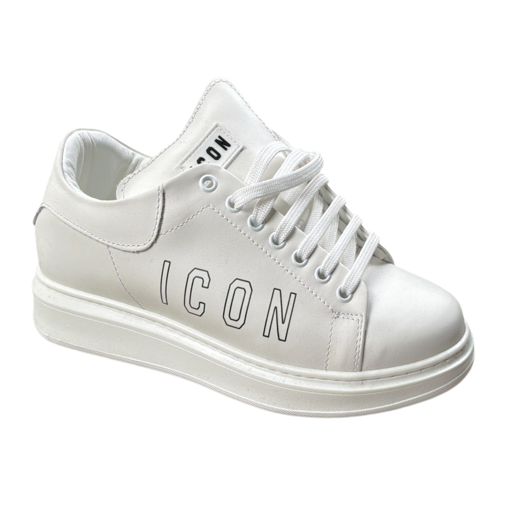 Icon Sneakers tinta unita con Stampa Bianco per Bambino IC1006 BIANCO ICON 