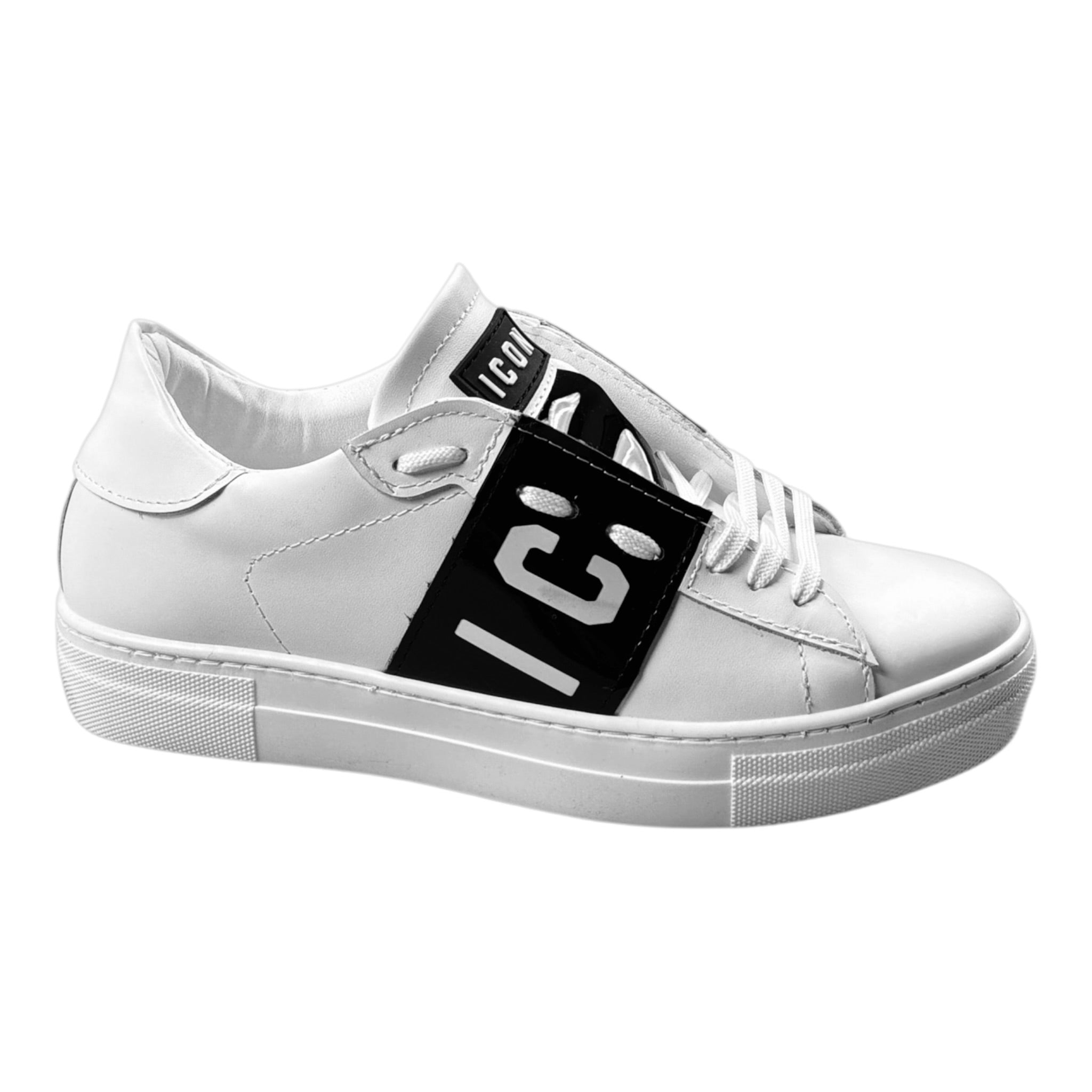 Icon Sneakers tinta unita con Stampa Bianco per Bambino IC2500 BIANCO ICON 