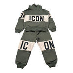 Icon Completo 2 Pezzi Felpa-Pantalone tinta unita Verde per Neonato INBFS00877 VERDE ICON 