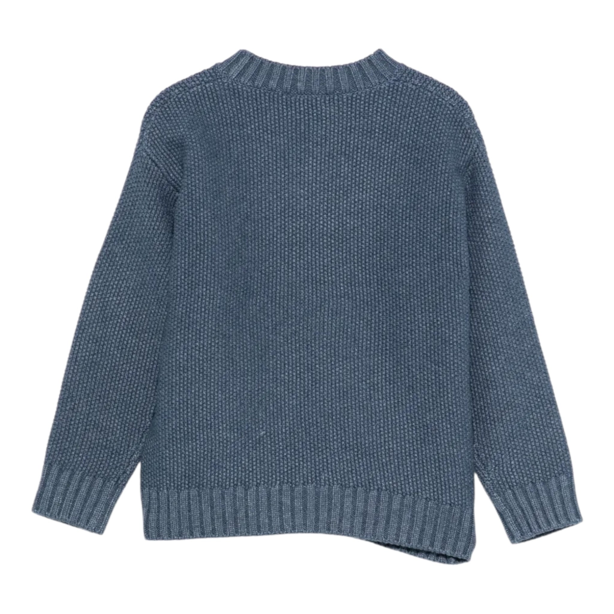 Il Gufo Maglia Girocollo tinta unita con Ricami Blu per Bambino A25GMA0005EM223 BLU IL GUFO 