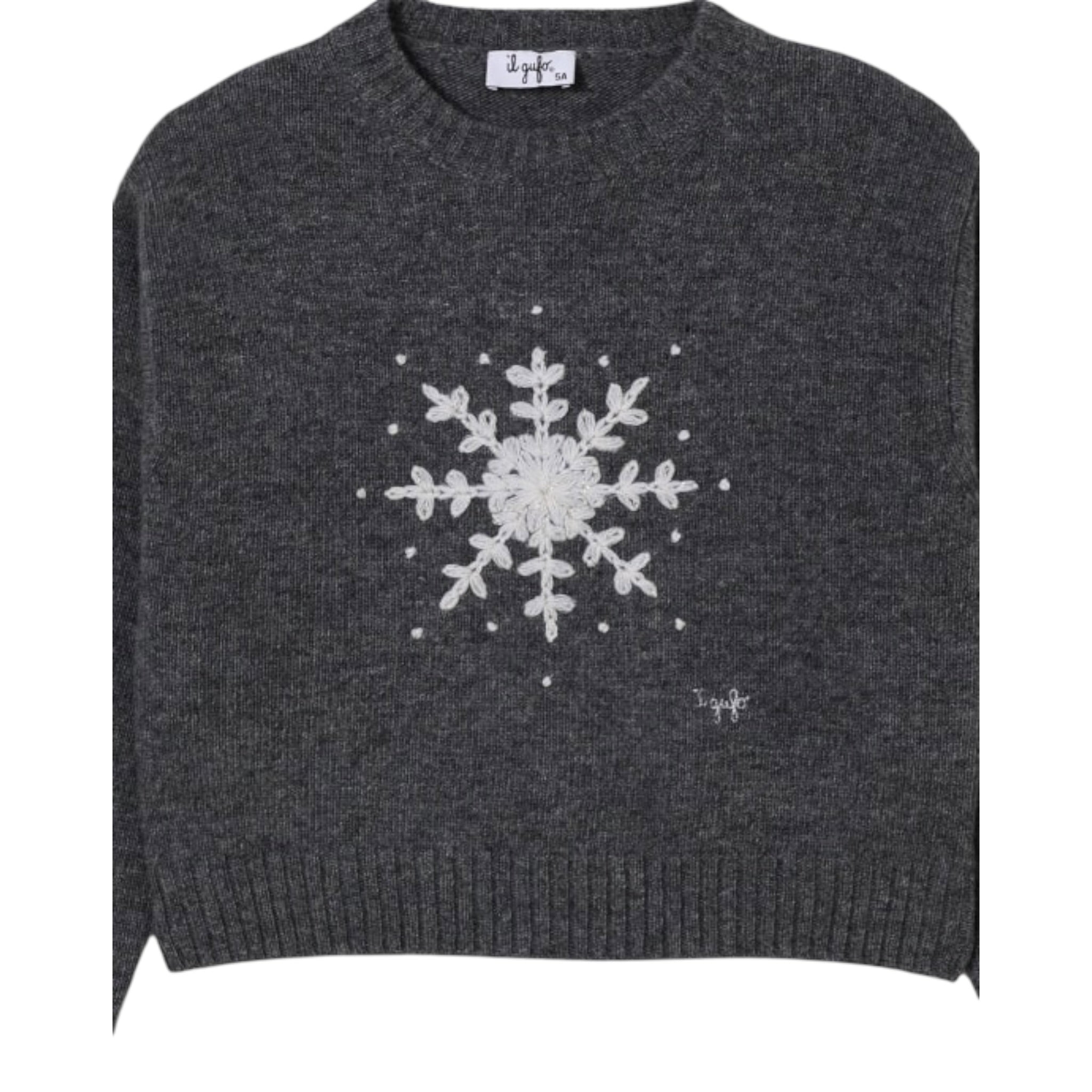 Il Gufo Maglia tinta unita con Stampa Grigio per Neonata A25GMA0006EM220 GRIGIO IL GUFO 