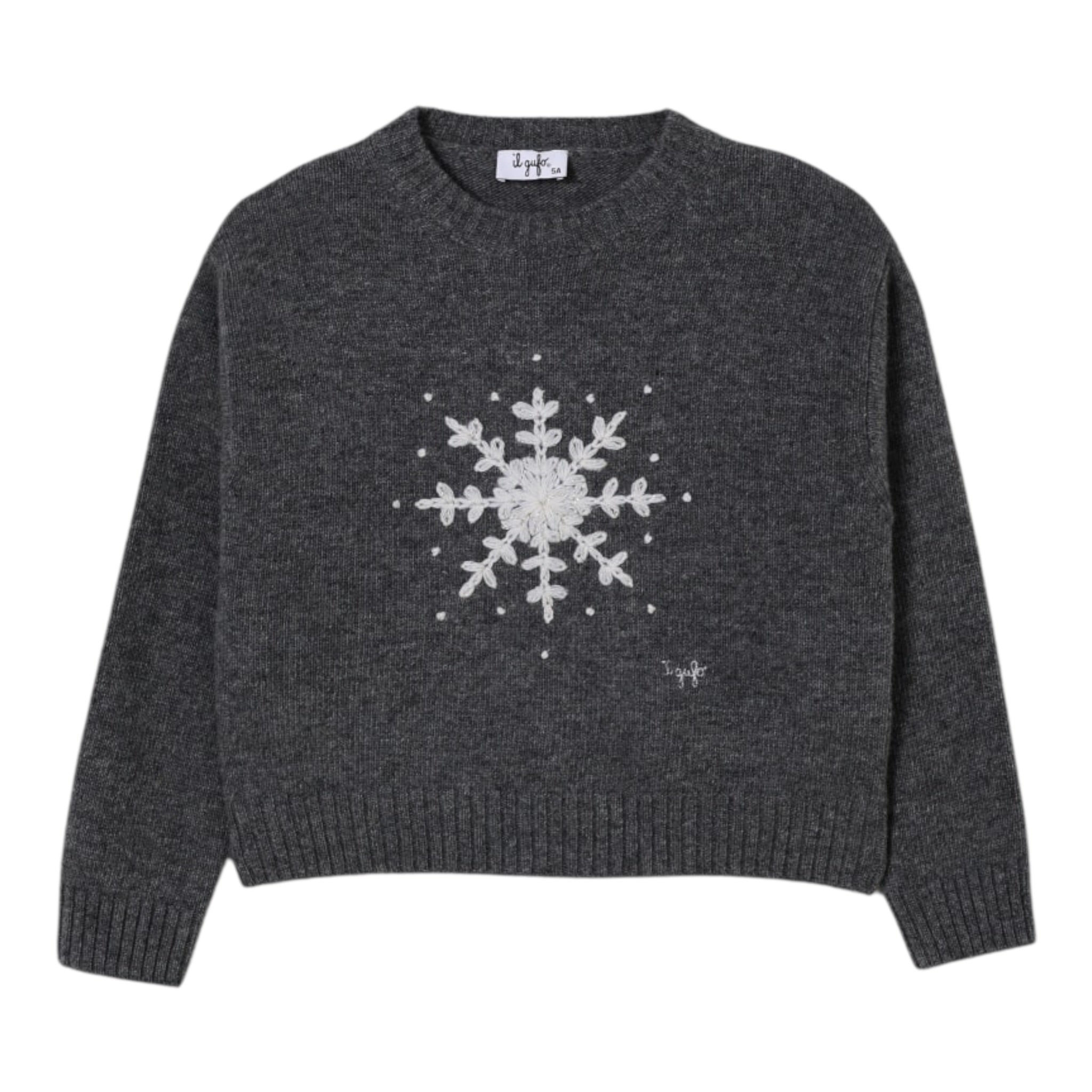 Il Gufo Maglia tinta unita con Stampa Grigio per Neonata A25GMA0006EM220 GRIGIO IL GUFO 