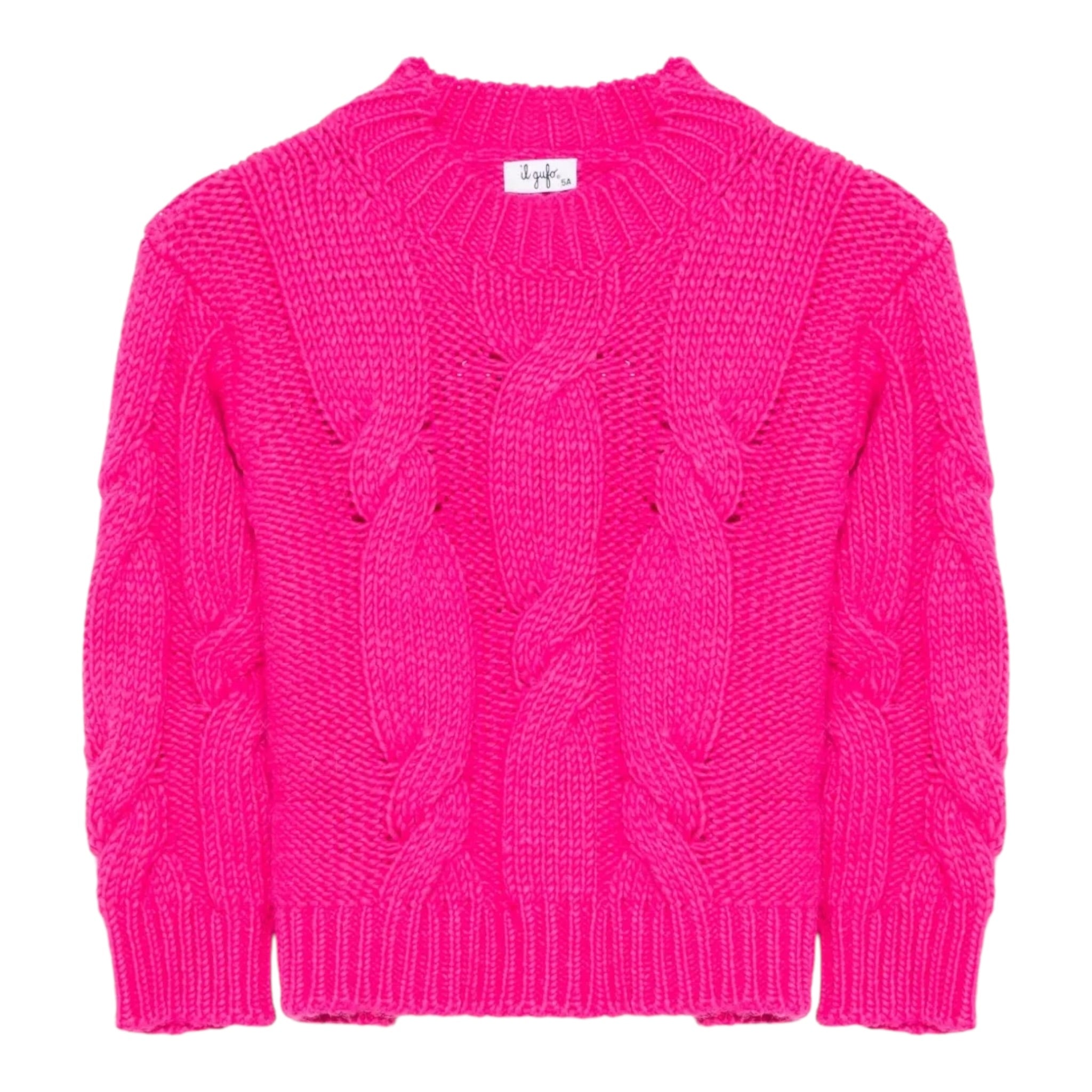 Il Gufo Maglia tinta unita Girocollo Fuxia per Bambina A25GMA0016EM913 FUXIA IL GUFO 