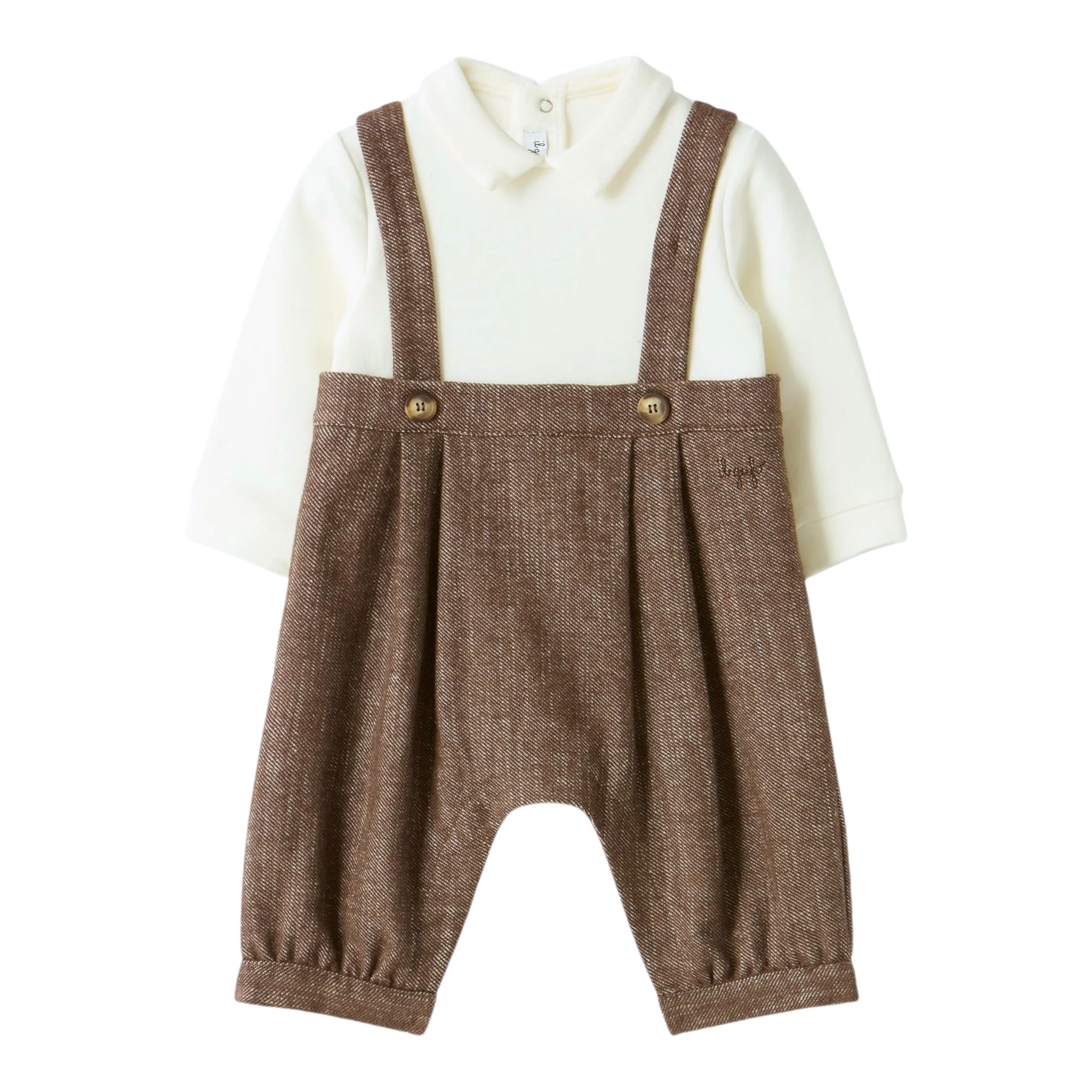 Il Gufo Tutina Manica Lunga Bicolore Marrone per Neonato A25GTL0005C0074 MARRONE IL GUFO 