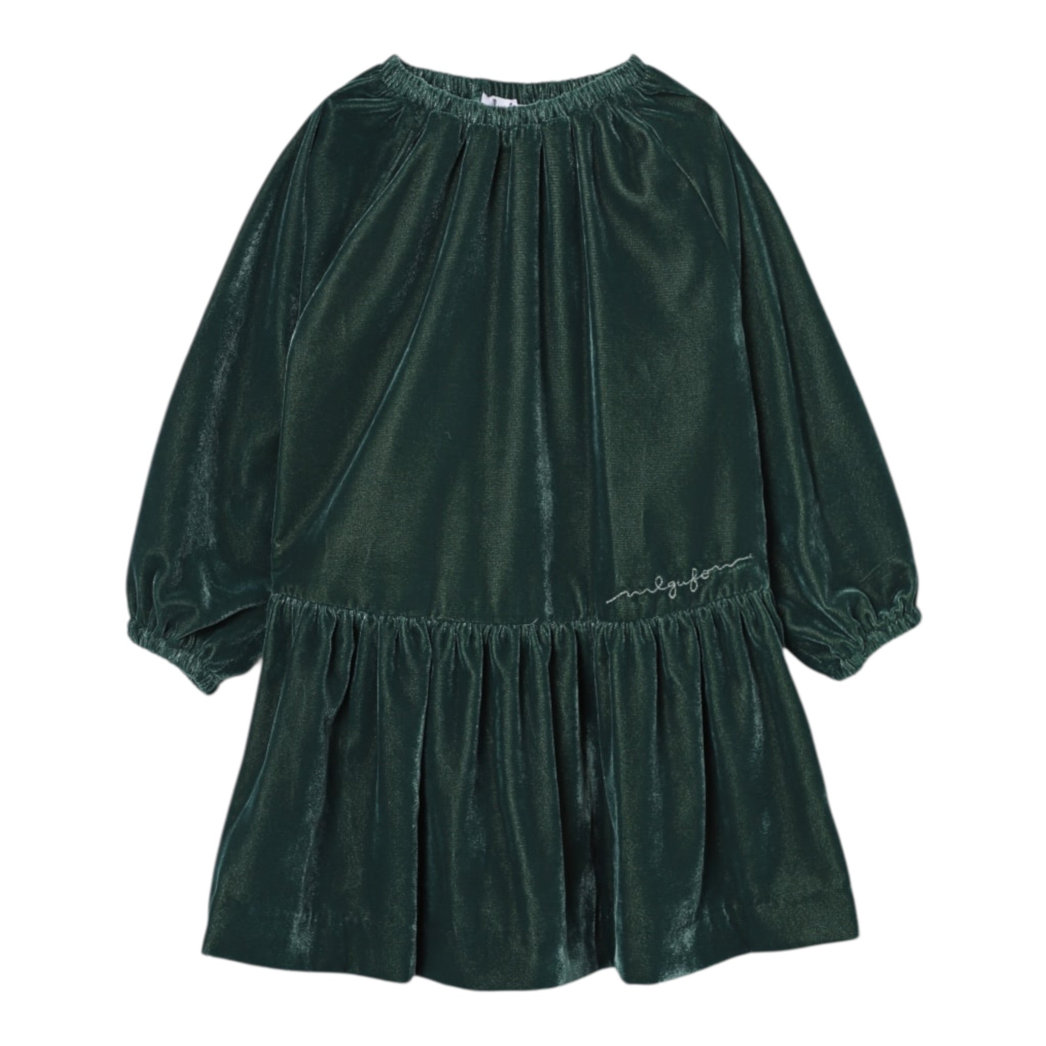 Il Gufo Abito Manica Lunga tinta unita In Velluto Verde per Bambina A25GVL0011V0017 VERDE IL GUFO 