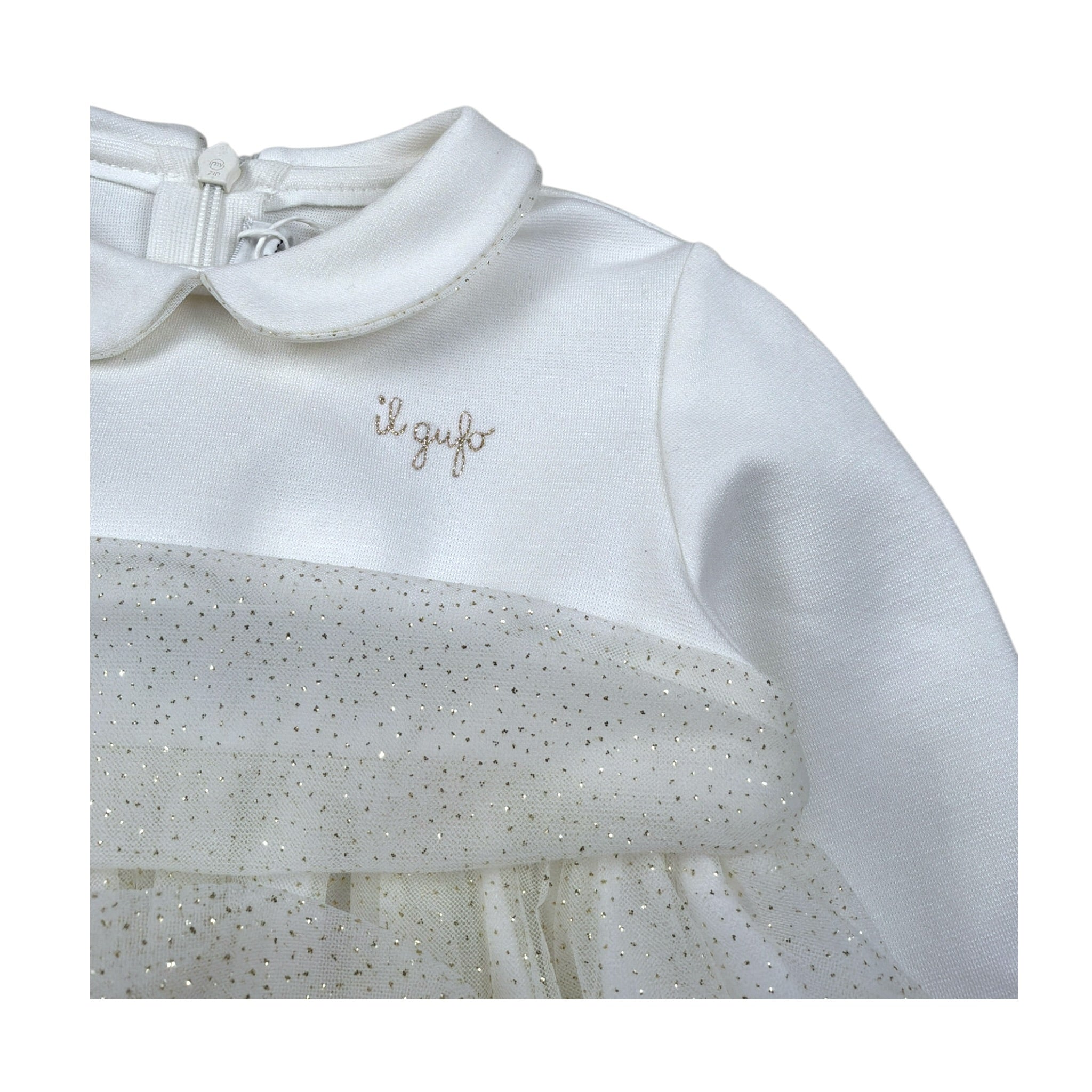 Il Gufo Abito Manica Lunga tinta unita con Tulle Panna per Neonata A25GVL0018H4003 PANNA IL GUFO 