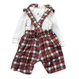 Isabel & Martinez Completo 2Pa Camicia-Salopette con Fantasia Scozzese Bianco/Rosso per Neonato 008135 BIANCO/ROSSO ISABEL & MARTINEZ 
