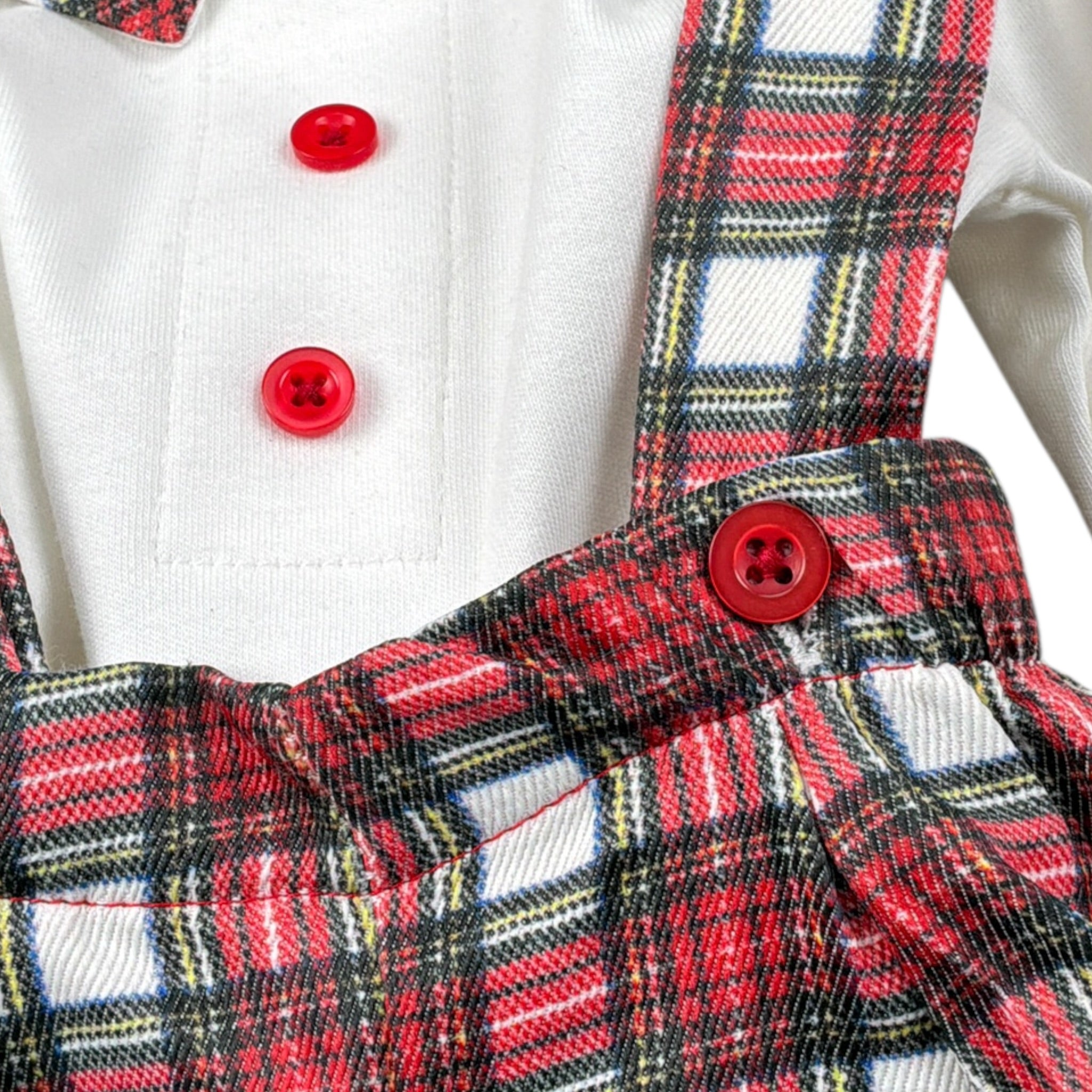 Isabel & Martinez Completo 2Pa Camicia-Salopette con Fantasia Scozzese Bianco/Rosso per Neonato 008135 BIANCO/ROSSO ISABEL & MARTINEZ 