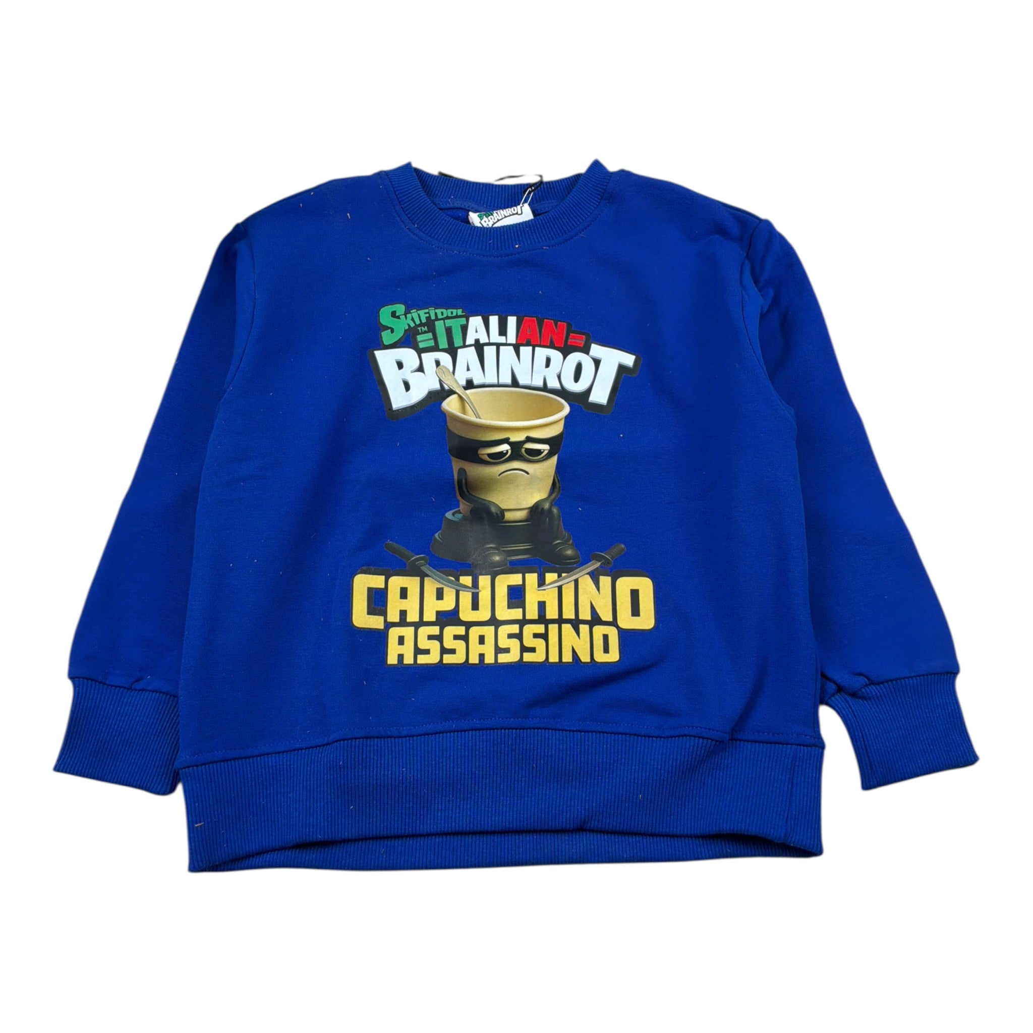 Italian Brainrot Felpa tinta unita Girocollo con Stampa Blu per Bambino F5IBJBBSW018 BLU  