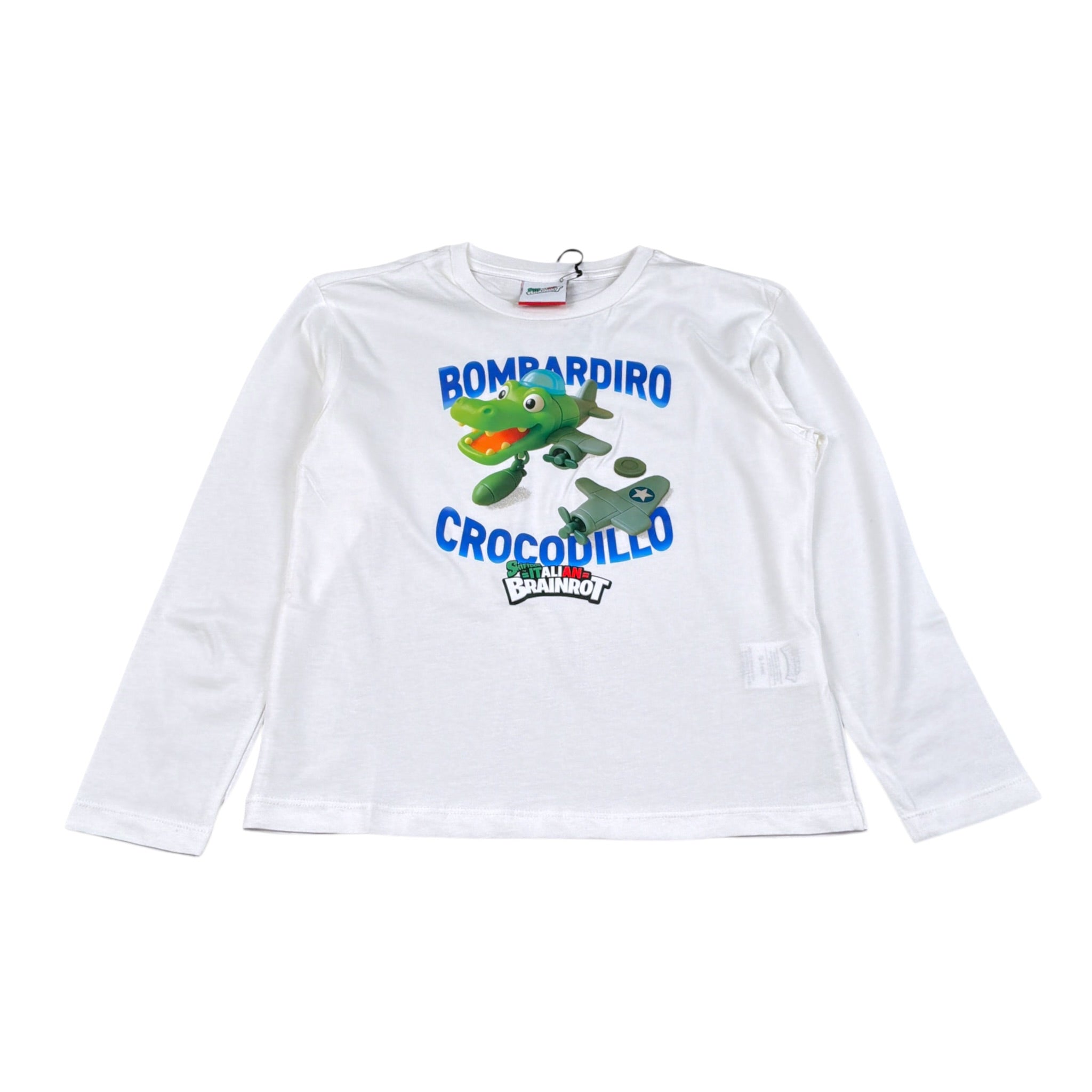 Italian Brainrot Shirt tinta unita Girocollo con Stampa Bianco per Bambino F5IBJBTH013 BIANCO ITALIAN BRAINROT 