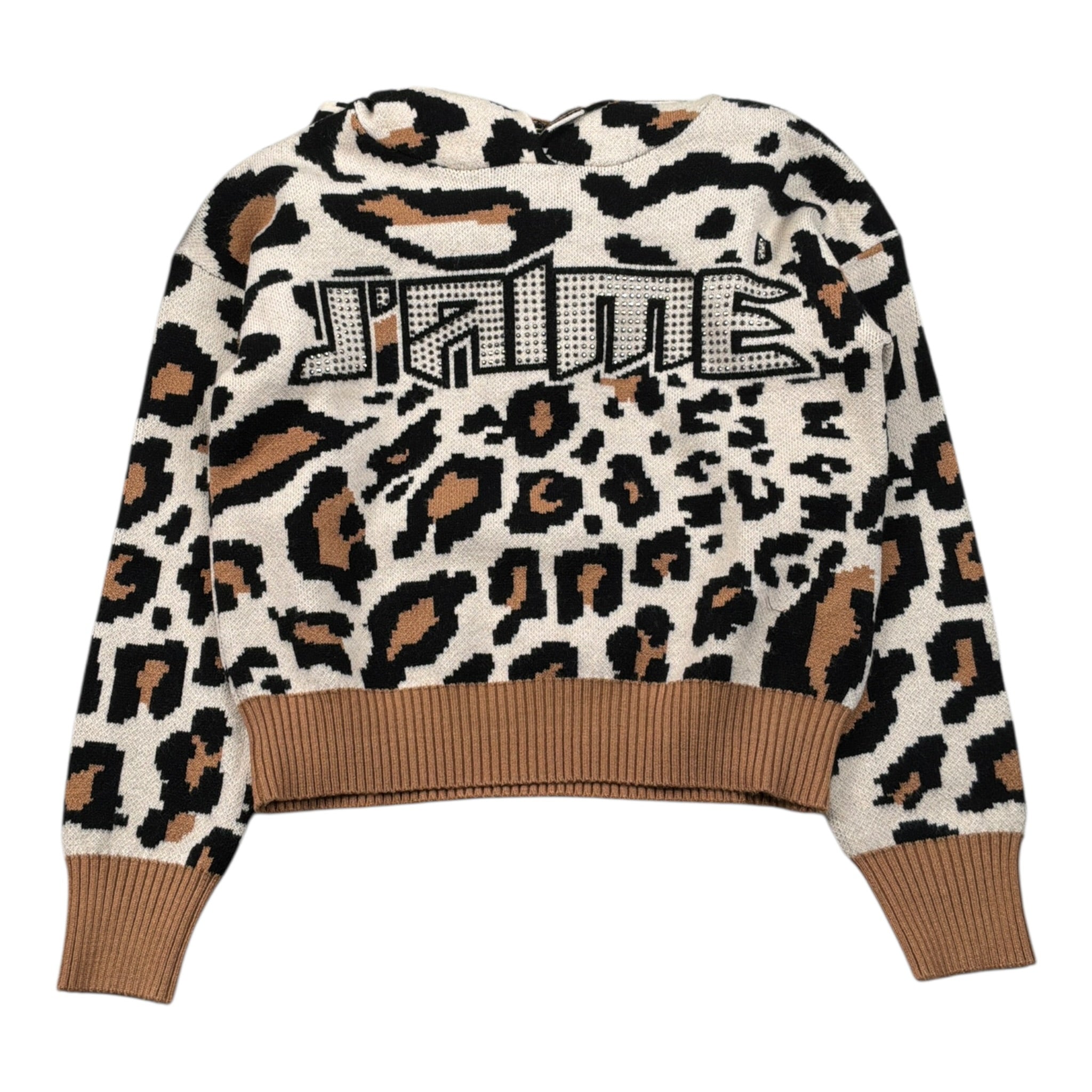 J'Aime' Maglia tinta unita con Fantasia Maculata E Cappuccio Beige per Bambina 5378G BEIGE J'AIME' 