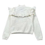 Janice Maglia Mezzo Collo tinta unita con Rouches Panna per Bambina JN922B PANNA JANICE 