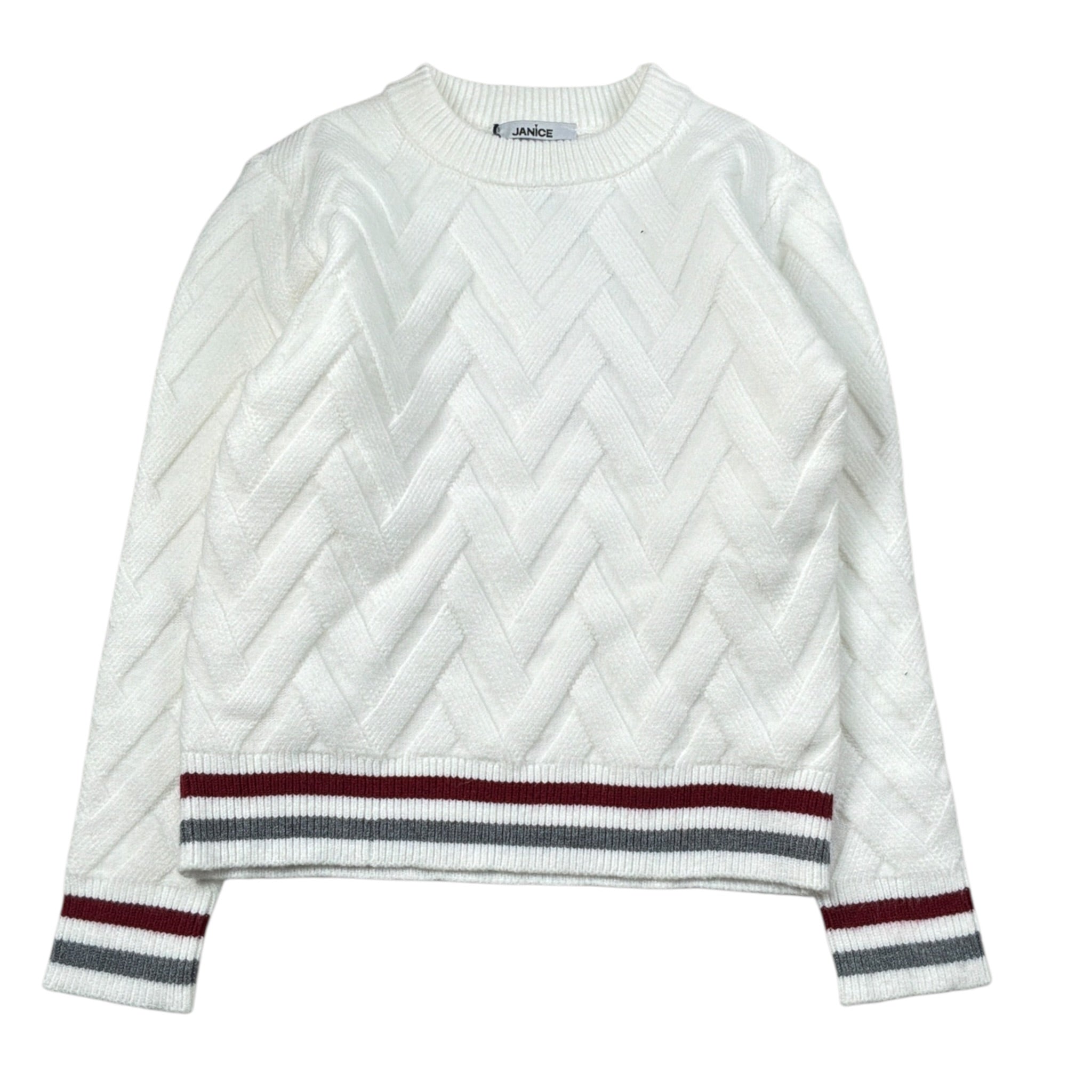 Janice Maglia tinta unita con Fantasia Bianco per Bambina JN945B BIANCO JANICE 