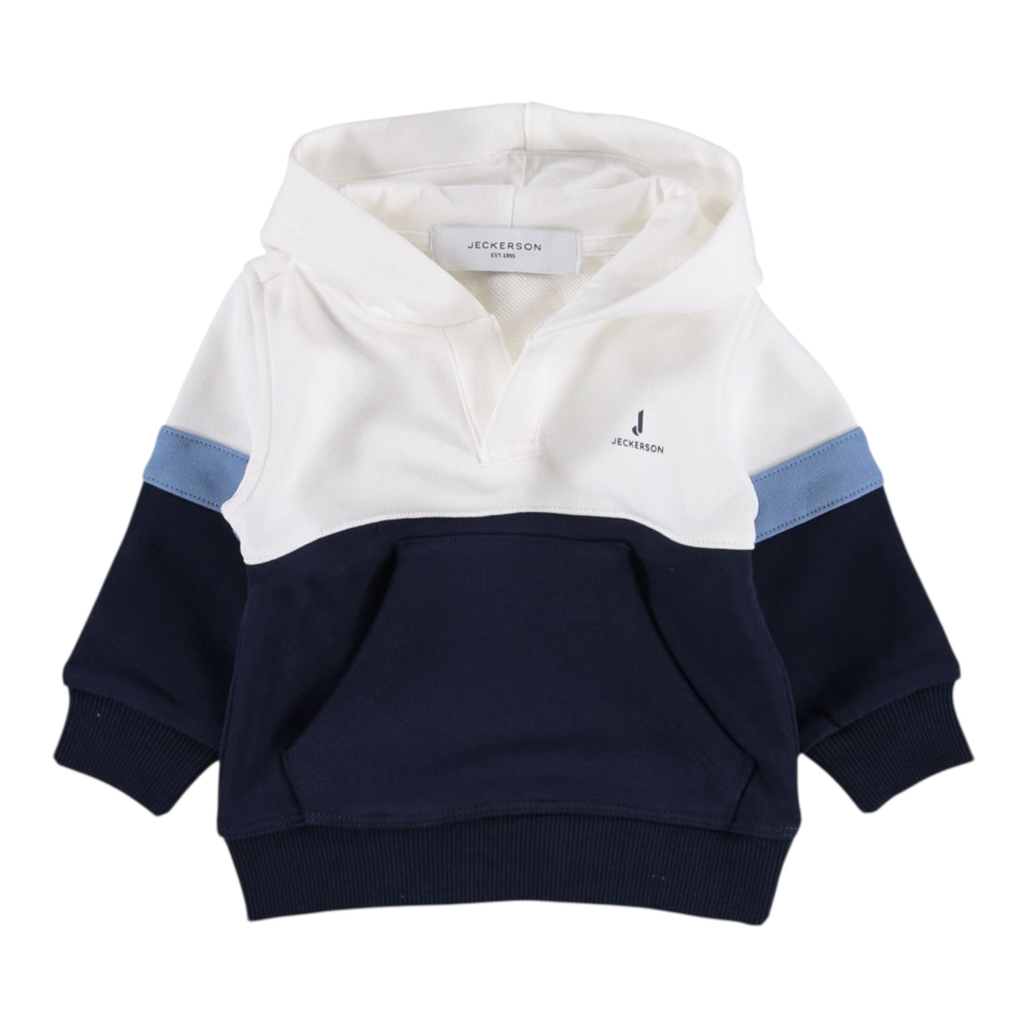 Jeckerson Felpa Chiusa con Cappuccio Tricolore Bianco/Blu per Neonato JN4313 BIANCO/BLU JECKERSON 
