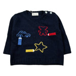 J.O. Milano Maglia Girocollo tinta unita con Ricami Blu per Neonato 563A3 BLU J.O. MILANO 