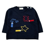 J.O. Milano Maglia Girocollo tinta unita con Ricami Blu per Neonato 563A3 BLU J.O. MILANO 