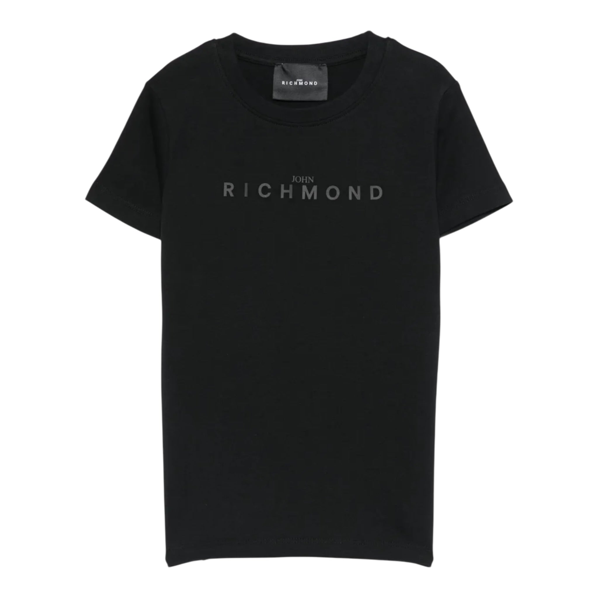 John Richmond T-Shirt Girocollo tinta unita con Logo Nero per Bambino RBA25009TSX NERO JOHN RICHMOND 