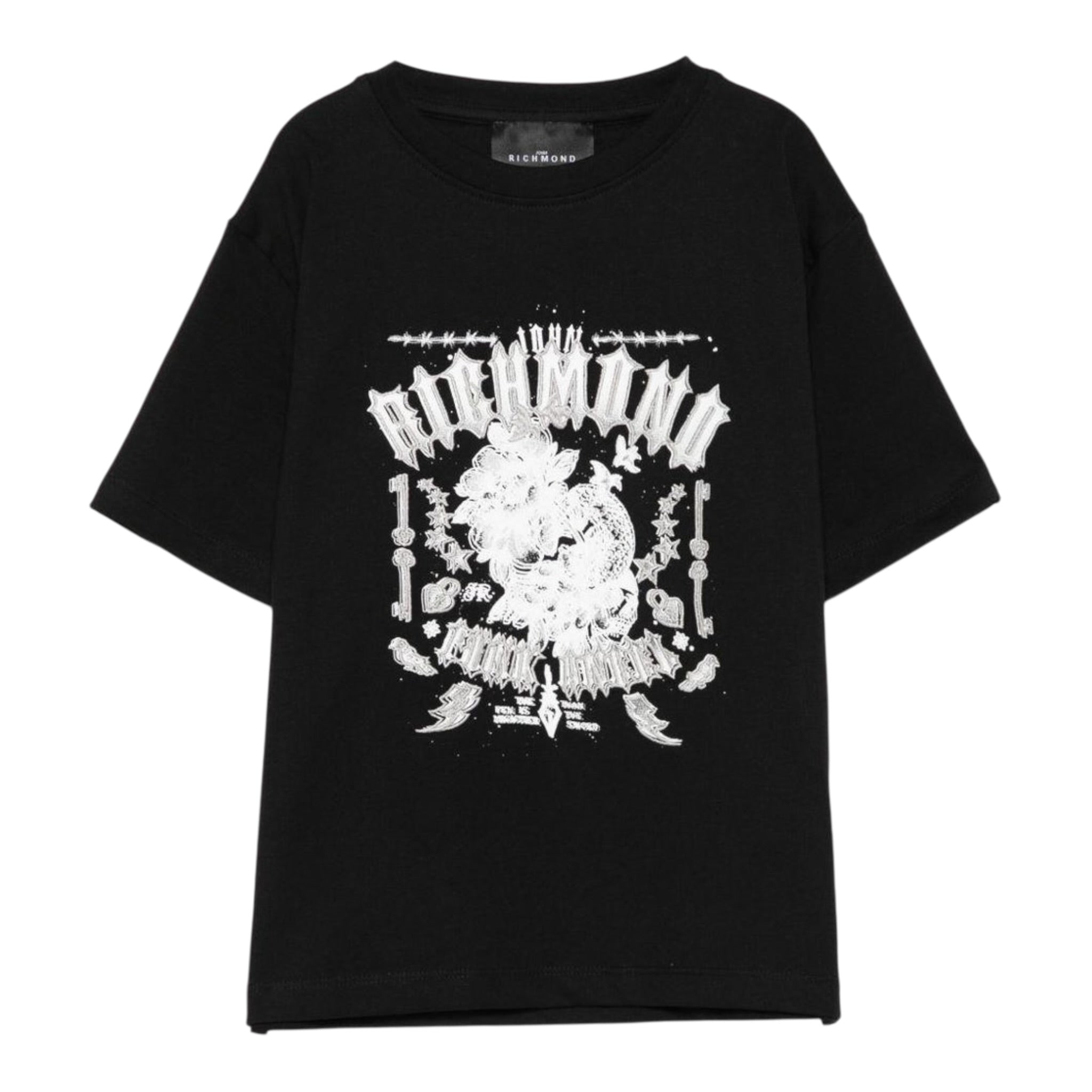 John Richmond T-Shirt tinta unita con Stampa Nero per Bambino RBA25026TS NERO JOHN RICHMOND 