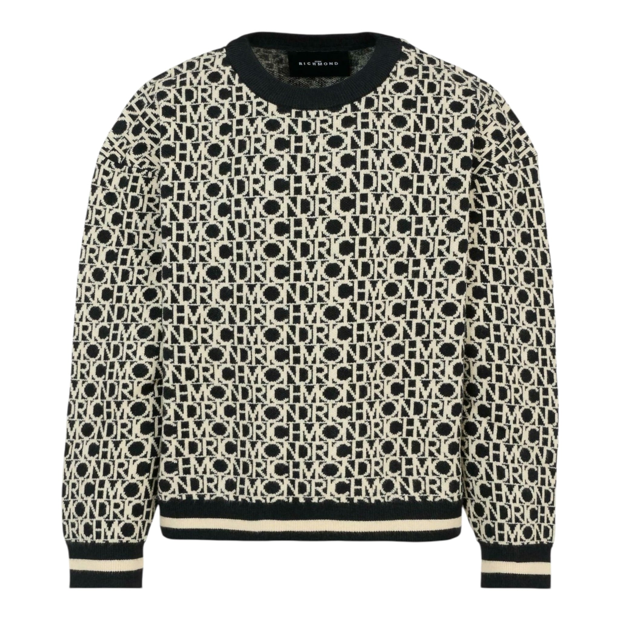 John Richmond Maglia Girocollo con Loghi Nero per Bambina RBA25042MAJ NERO JOHN RICHMOND 