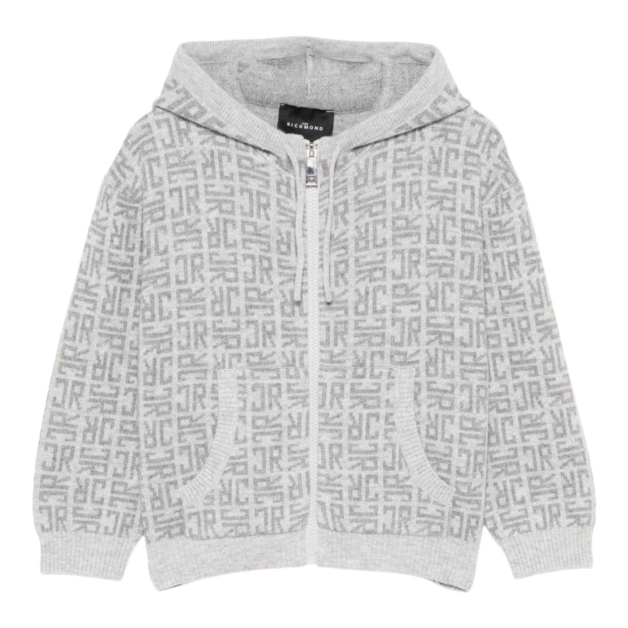John Richmond Felpa In Maglia con Zip E Cappuccio Grigio per Bambino RBA25111MAXX GRIGIO JOHN RICHMOND 