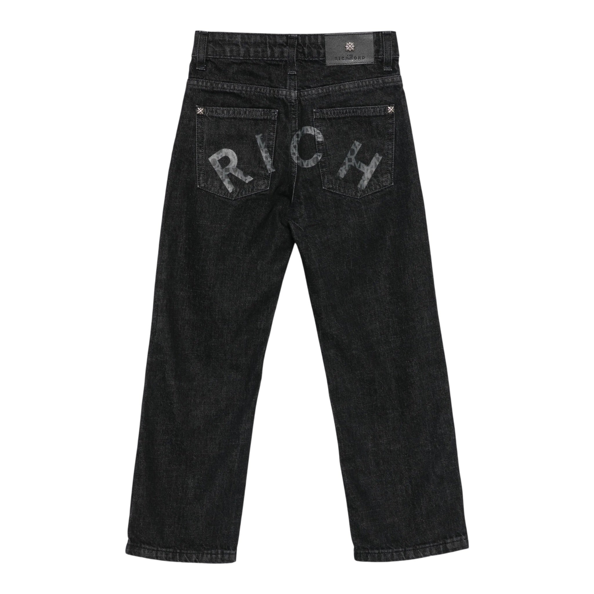 John Richmond Jeans tinta unita con Logo Nero per Bambino RBA25226JEXX NERO JOHN RICHMOND 