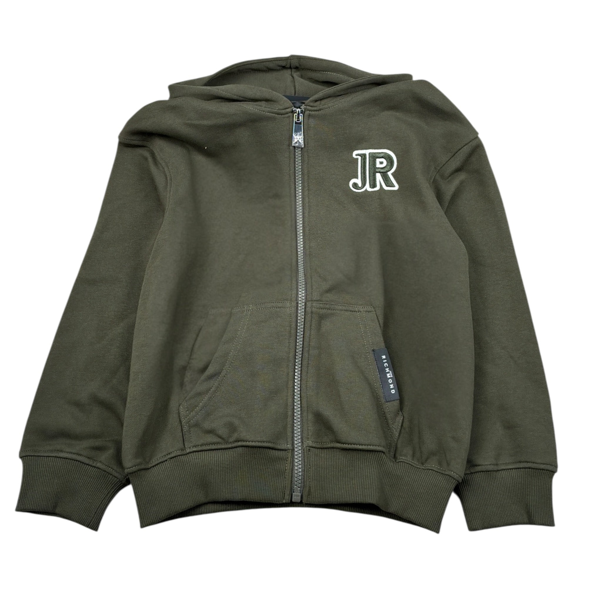 John Richmond Felpa tinta unita con Stampa E Zip Verde per Bambino RBA26001FE VERDE JOHN RICHMOND 