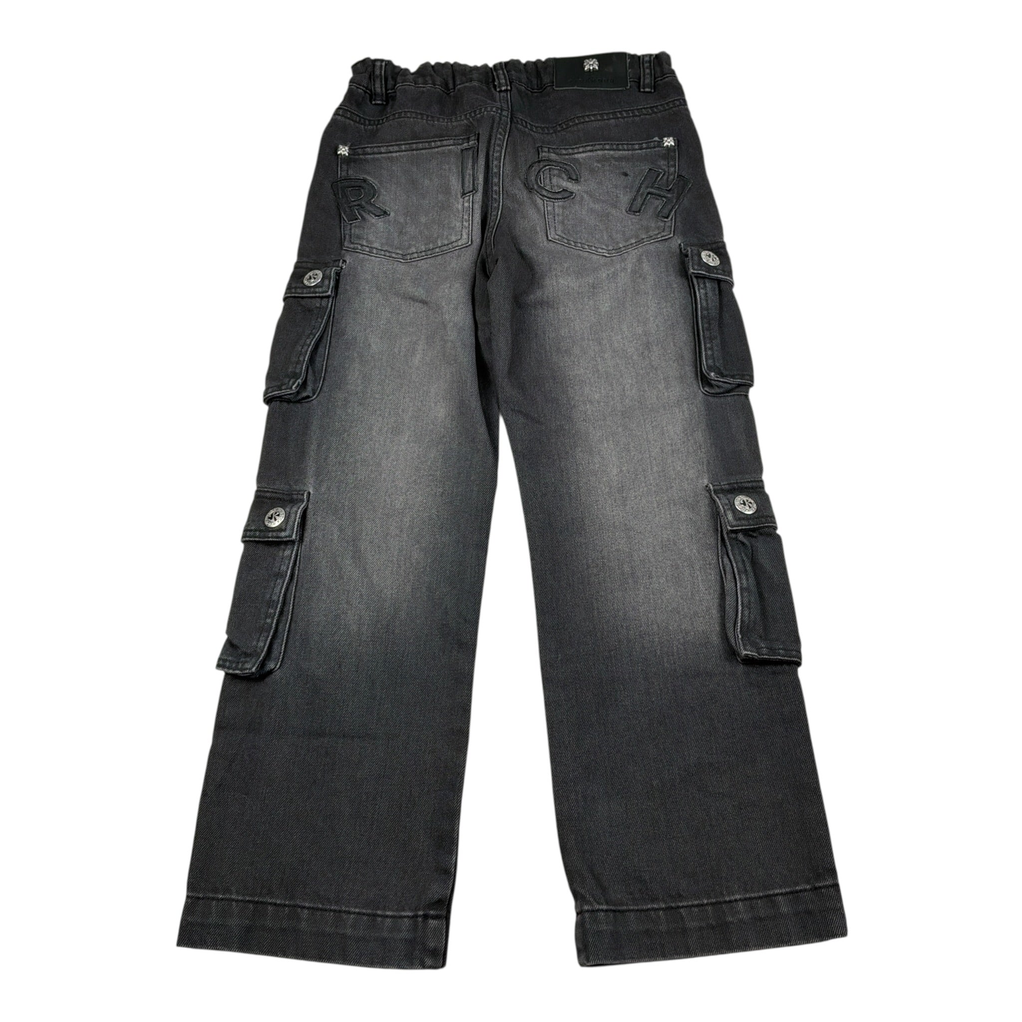 John Richmond Jeans tinta unita Modello Cargo con Tasconi Nero per Bambino RBA26020JE NERO JOHN RICHMOND 