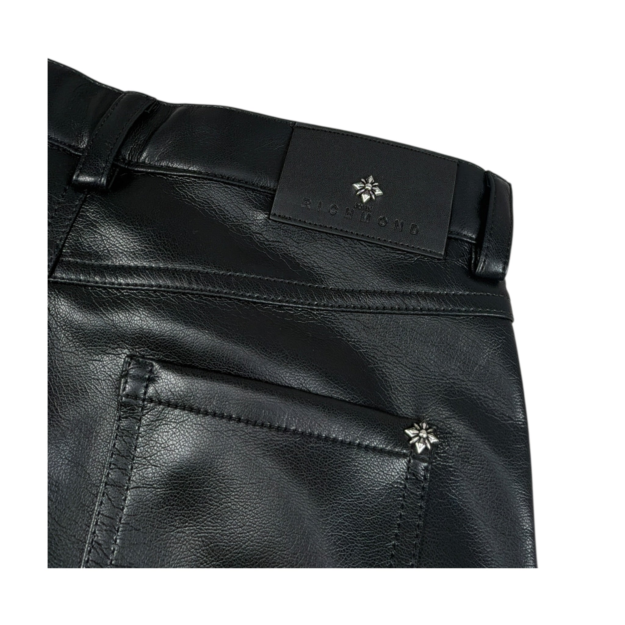 John Richmond Pantalone tinta unita Modello Palazzo In Ecopelle Nero per Bambina RBA26067PA NERO JOHN RICHMOND 