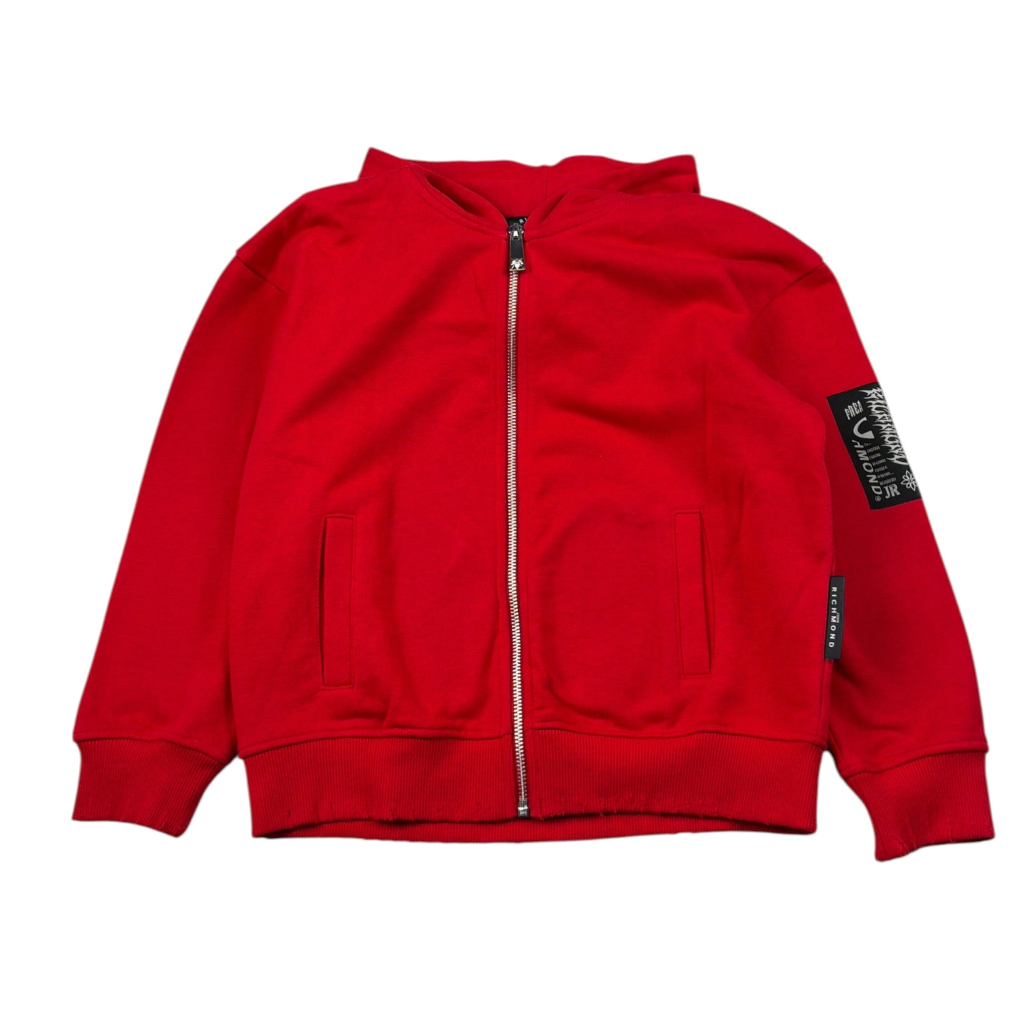 John Richmond Felpa tinta unita con Zip E Cappuccio Rosso per Bambino RBA26073FE ROSSO JOHN RICHMOND 