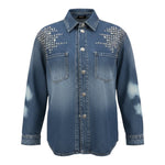 John Richmond Camicia In Denim tinta unita con Borchie Blu per Bambino RBA26136CA BLU JOHN RICHMOND 