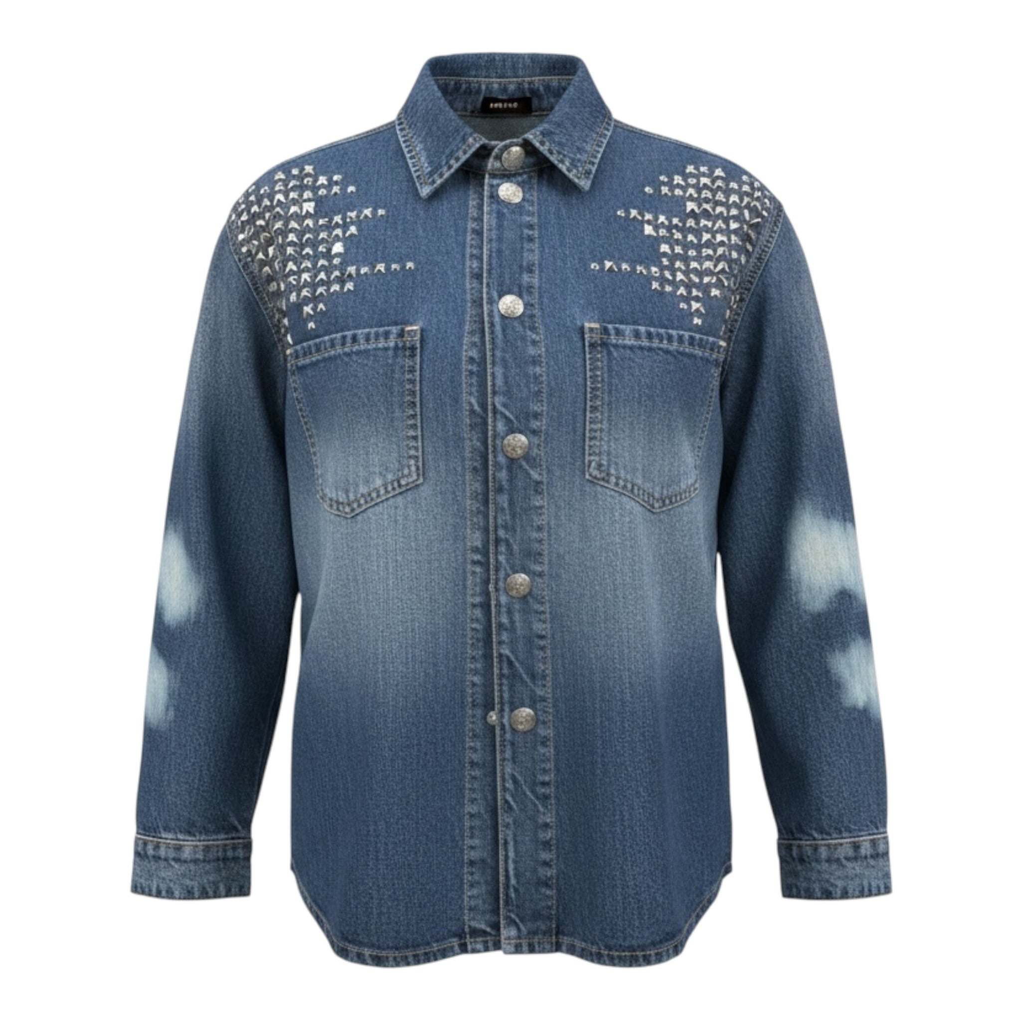 John Richmond Camicia In Denim tinta unita con Borchie Blu per Bambino RBA26136CA BLU JOHN RICHMOND 
