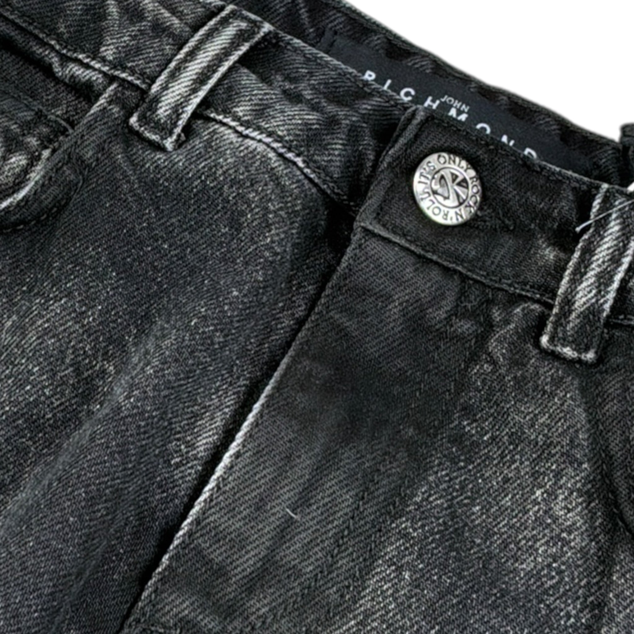 John Richmond Jeans tinta unita con Girovita Regolabile Nero per Bambino RBA26141JE NERO JOHN RICHMOND 