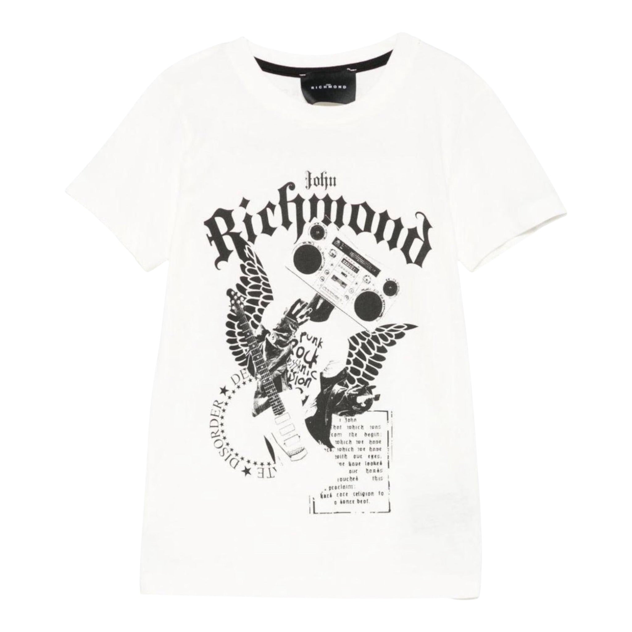 John Richmond T-Shirt tinta unita con Stampa Bianco per Bambino RBP25058TS BIANCO JOHN RICHMOND 