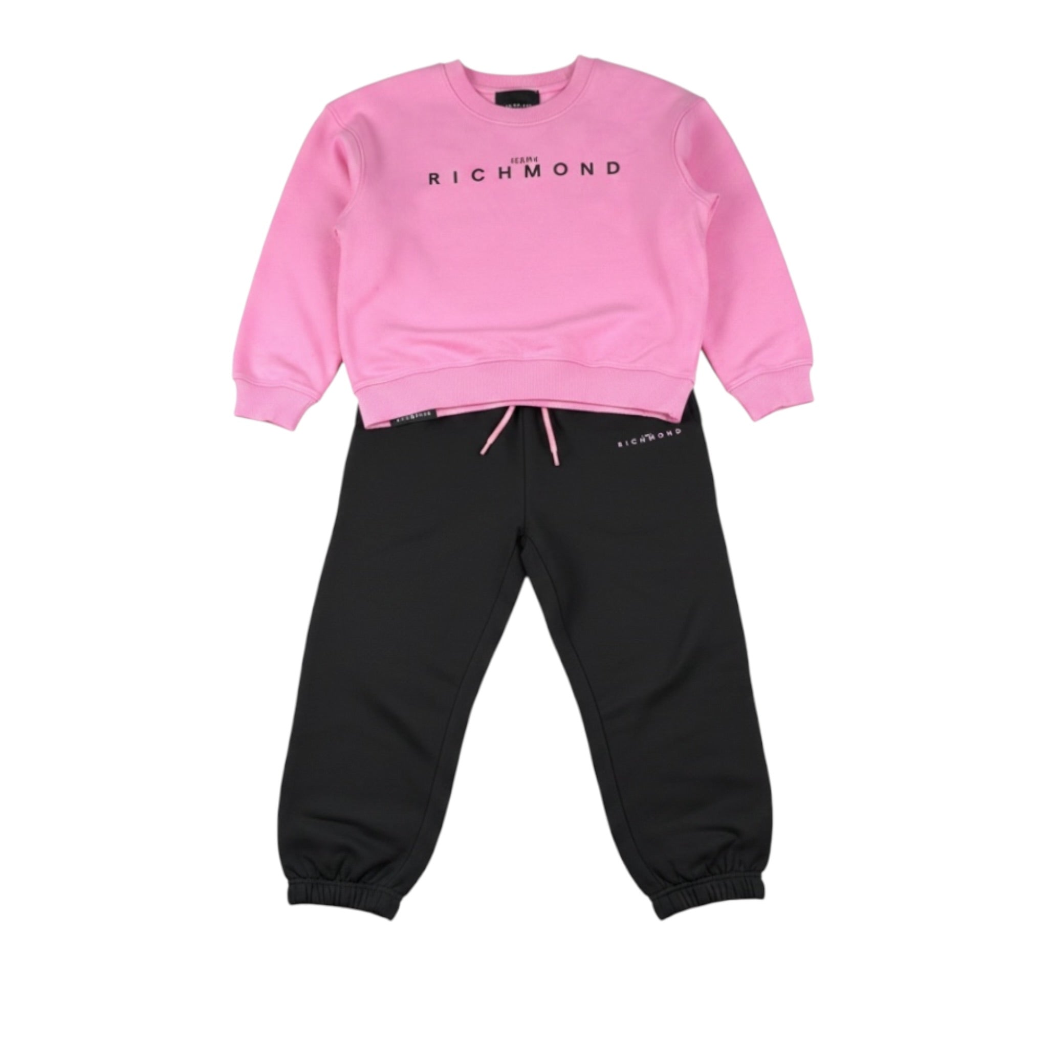 John Richmond Completo 2Pz Bicolore Felpa-Pantalone Rosa/Nero per Bambina RGA26019CF ROSA/NERO JOHN RICHMOND 