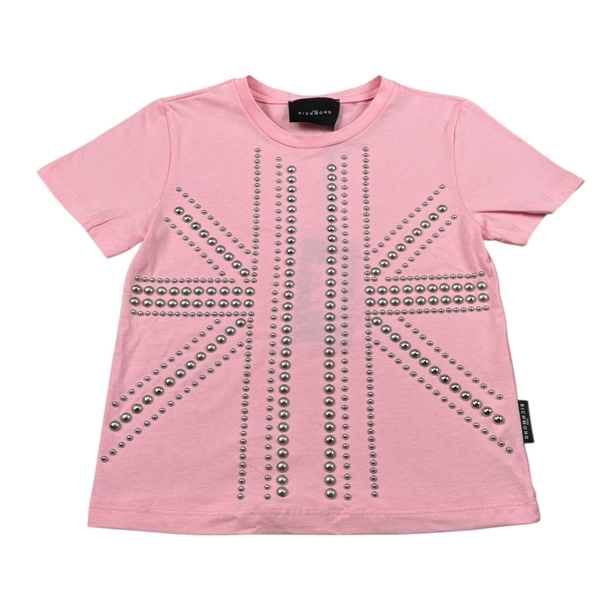 John Richmond T-Shirt Girocollo tinta unita con Applicazioni Rosa per Bambina RGA26044TS ROSA JOHN RICHMOND 