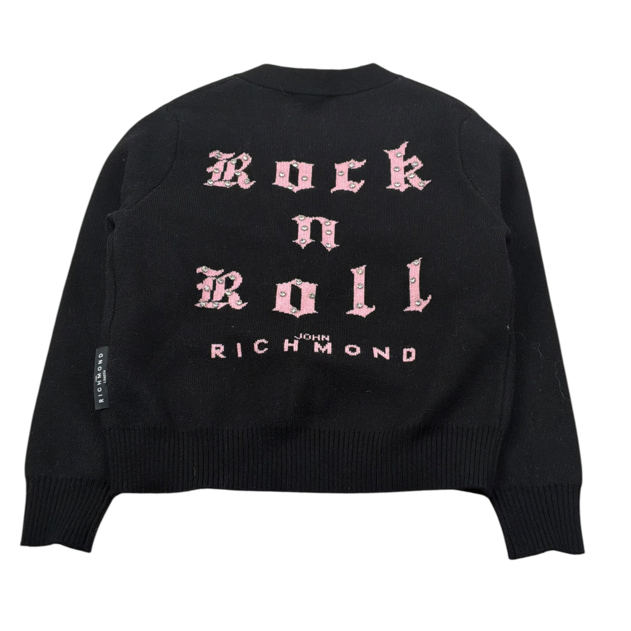 John Richmond Cardigan tinta unita con Stampa Nero per Bambina RGA26062CD NERO JOHN RICHMOND 