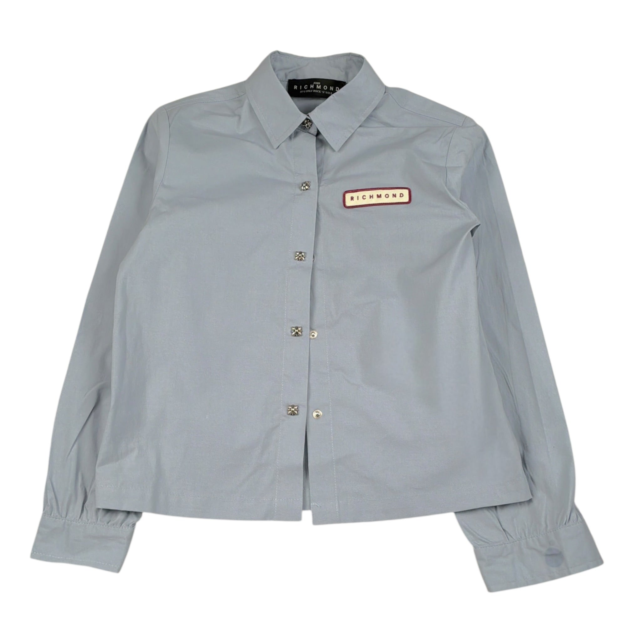 John Richmond Camicia tinta unita con Stampa Azzurro per Bambina RGA26078CA AZZURRO JOHN RICHMOND 