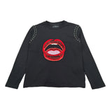 John Richmond Shirt Girocollo tinta unita con Applicazioni Nero per Bambina RGA2608ETS NERO JOHN RICHMOND 