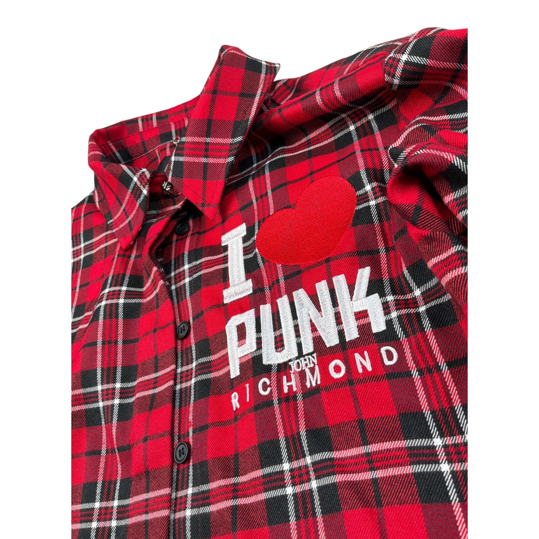 John Richmond Camicia tinta unita con Fantasia Scozzese Rosso per Bambina RGA26090CA ROSSO JOHN RICHMOND 