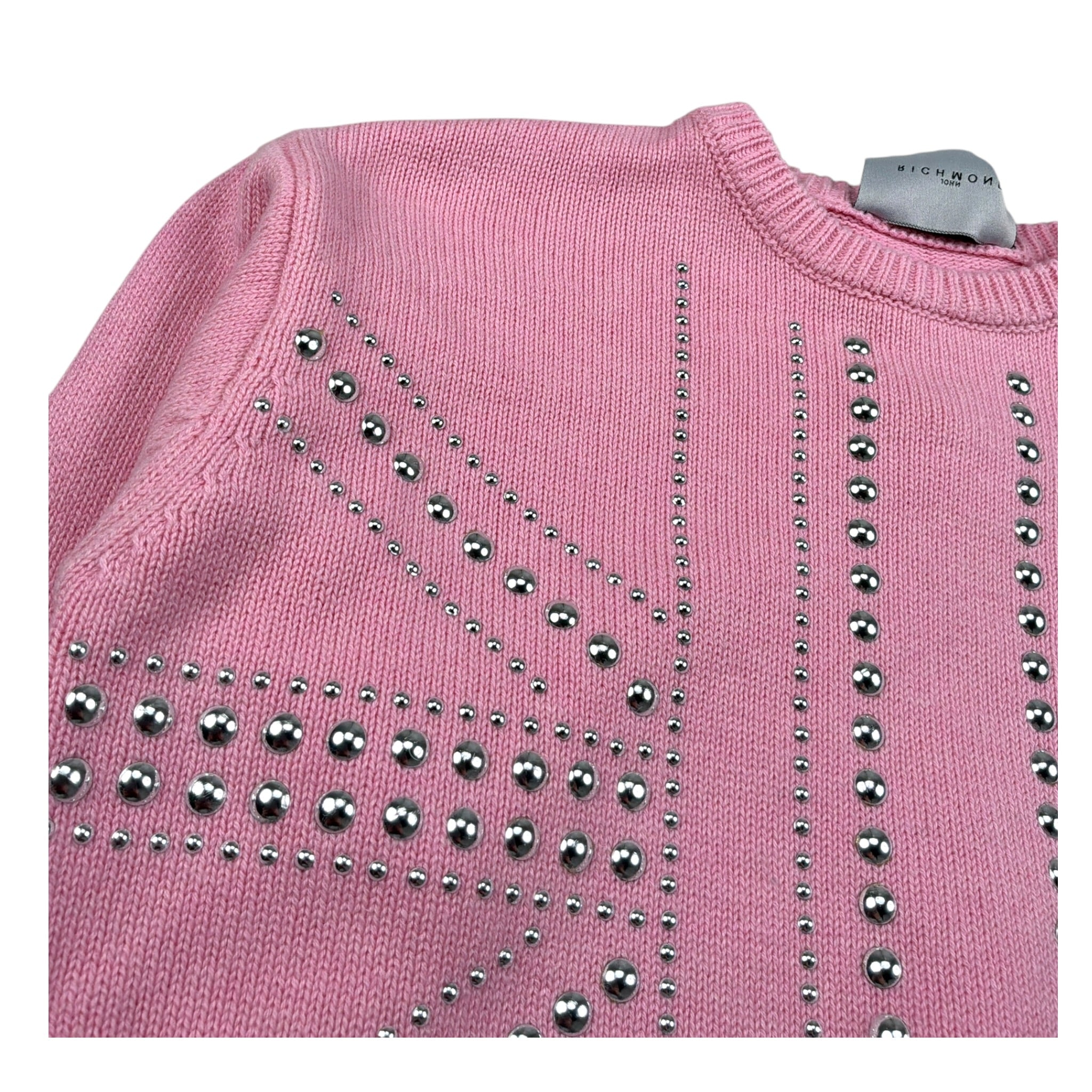John Richmond Maglia Girocollo tinta unita con Applicazioni Rosa per Bambina RGA26136MA ROSA JOHN RICHMOND 