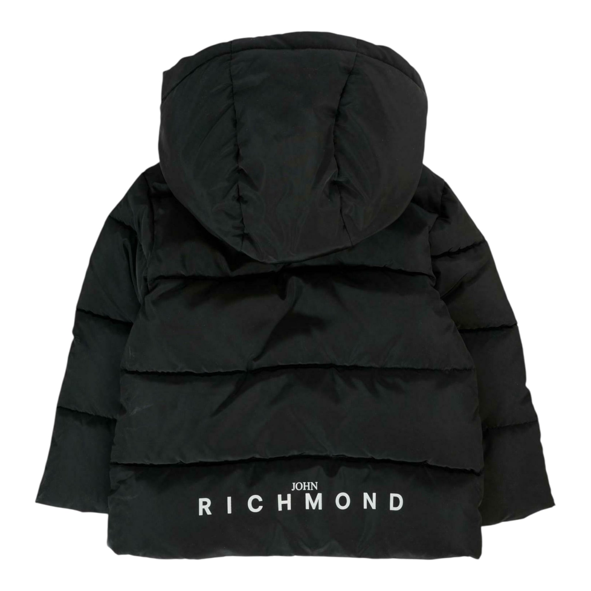 John Richmond Giubbino tinta unita con Cappuccio Stampe Logo Nero per Neonato RIA25011PIXX NERO JOHN RICHMOND 